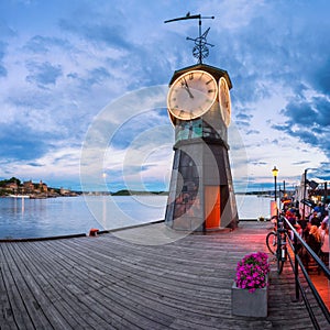 Clock Tower at Aker Brygge in Oslo, Norway photo
