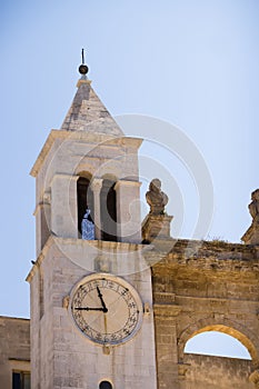 Clock Tower and Bell Tower of Sedile Palace in Mercantile Square of Bari Vecchia, Apulia, Italy