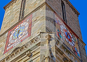 Clock tower of the Black Church, Brasov, Transylvania, Romania