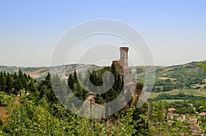 The Clock Tower of Brisighella among the hills