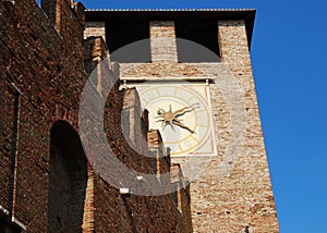 Clock tower of Castelvecchio, Verona, Italy