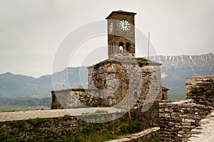 Clock tower in the castle of Gjirokaster photo
