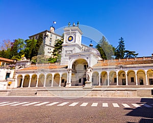 Clock tower and castle in Piazza Liberta Udine photo