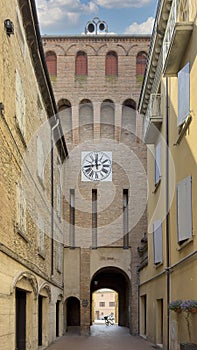 Clock Tower in the Castle of Vignola near Modena, Italy.