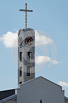 The clock tower of Cathedral of St Joseph