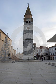 clock tower in the center of Umag