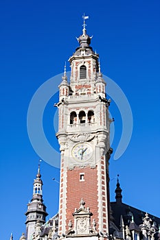 Clock Tower at the Chambre de commerce in Lille, France