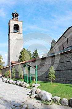 Clock Tower and Church Wall in Bansko