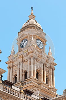 Clock tower of City Hall in Cape Town, South Africa