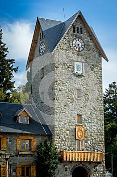 Clock tower in the civic center of Bariloche.