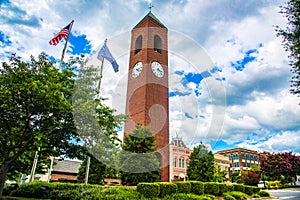 Clock Tower in Downtown Spartanburg, South Carolina, USA photo