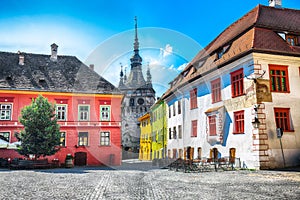 The Clock Tower and famous medieval fortified city built by Saxons in Sighisoara