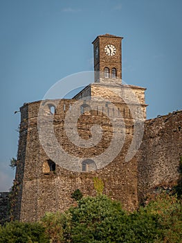 Clock tower and fortress at Gjirokaster castle, Albania