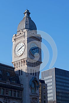 Clock tower of the Gare de Lyon in Paris