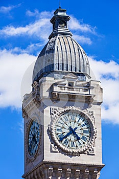 Clock Tower of the Gare de Lyon railway station. Paris, France