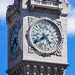 Clock Tower of the Gare de Lyon railway station. Paris, France