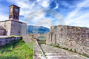 Clock Tower in  Gjirokaster Castle, Gjirokaster, Albania