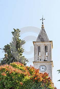 Clock tower of Gospe van Grada Church, Sibenik, Croatia, Europe