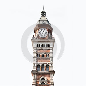 a clock tower isolated on white background, AI Generative