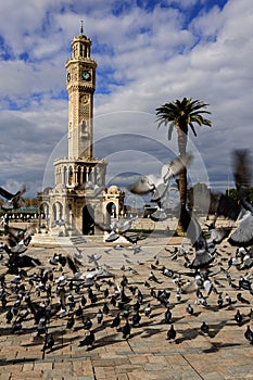 The clock tower in Izmir Konak Square