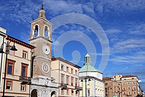Clock tower landmark Piazza Tre Martiri Rimini photo