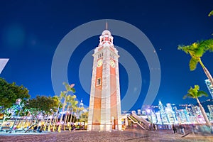 The Clock Tower is a landmark in Tsim Sha Tsui at twilight