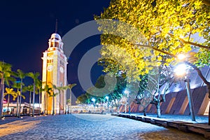 The Clock Tower is a landmark in Tsim Sha Tsui at twilight