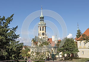 The clock tower of the Loreta, Prague.