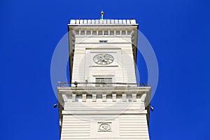 Clock Tower of Lviv City Hall. Beautiful old architecture of Lvov Town Hall on Rynok Square, Ukraine