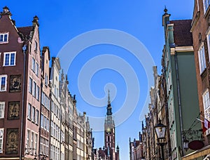 Clock Tower Main Town Hall Long Market Square Gdansk Poland