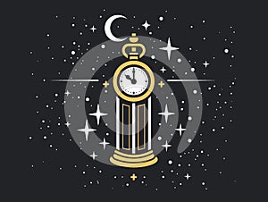 Clock tower with a moon in the background