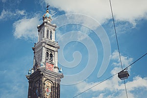 Clock tower Munttoren in Amsterdam during daytime