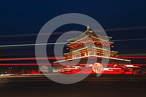 Clock tower night scene at xian