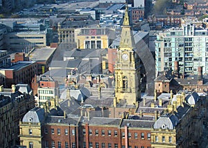 Clock tower and old architecture in liverpool city