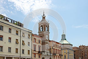 Clock tower and old buildings Piazza Tre Martiri Rimini photo
