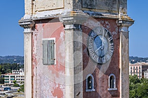 Clock Tower of Old Fortress in Corfu town, Greece