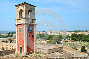 Clock tower in the old fortress in Kerkyra