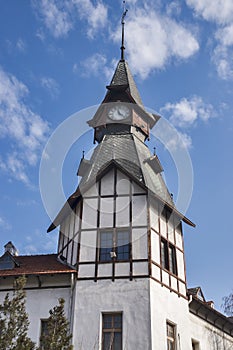 Clock tower of old house