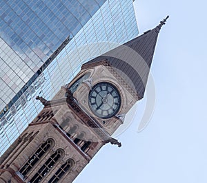 Clock tower with ornate design old court house Toronto Ontario Canada