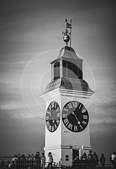 Clock tower in Petrovaradin fortress, Novi Sad, Serbia