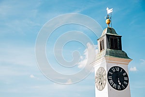 Clock tower at Petrovaradin Fortress in Serbia