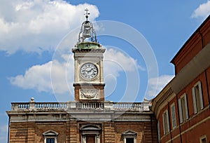 clock tower in Piazza del Popolo in the city of Ravenna in Italy photo