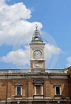 clock tower in Piazza del Popolo in Ravenna in Central Italy photo