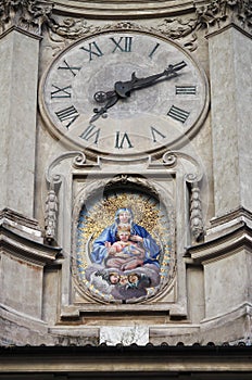 Clock tower in Piazza dell`Orologio in Rome photo