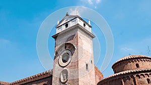 Clock Tower in Piazza delle Erbe in Mantua, Timelapse