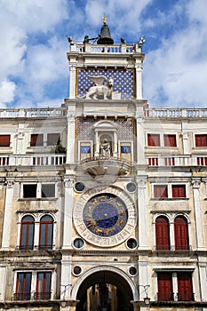 The Clock Tower on Piazza di San Marco in Venice, Italy