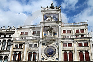 The Clock Tower on Piazza di San Marco in Venice, Italy