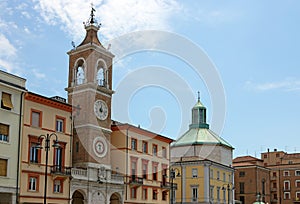 Clock tower Piazza Tre Martiri square Rimini photo