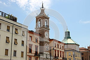 Clock tower Piazza Tre Martiri square in Rimini photo