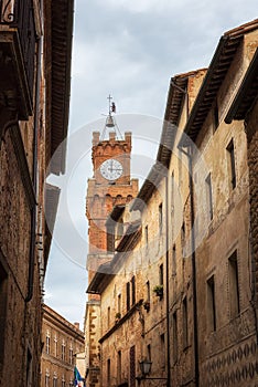 The clock tower in Pienza, Tuscany